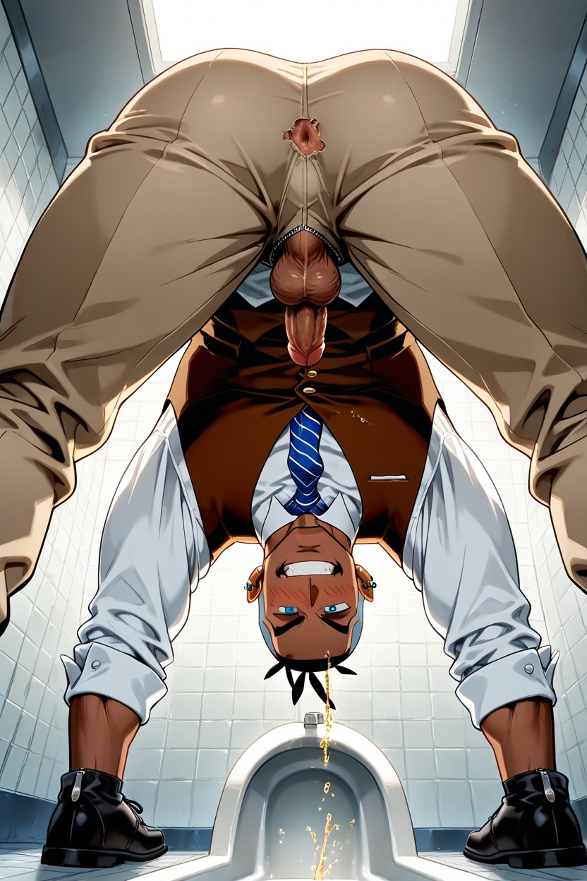 Backlit, Pissing In Standing Urinal, Cock Pissing On The Viewer AI Gay Porn
