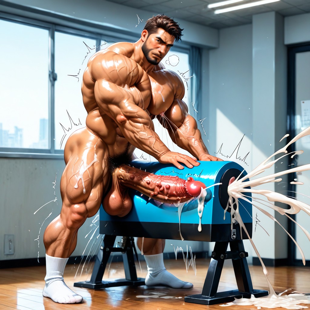 Cum On Chest, Motion Lines, Hyper Realistic Photo AI Gay Porn