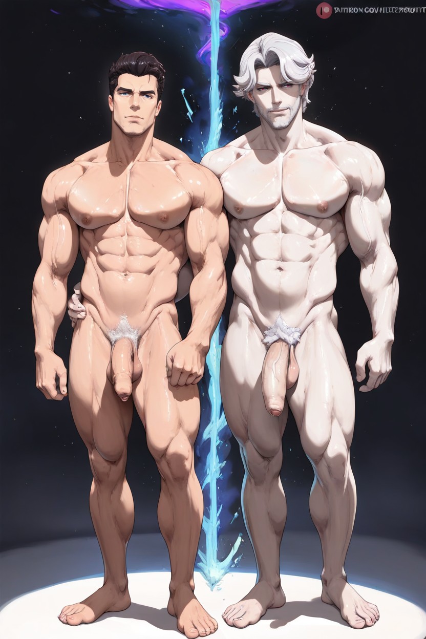 Simple Black Background, All White, 2 People AI Gay Porn