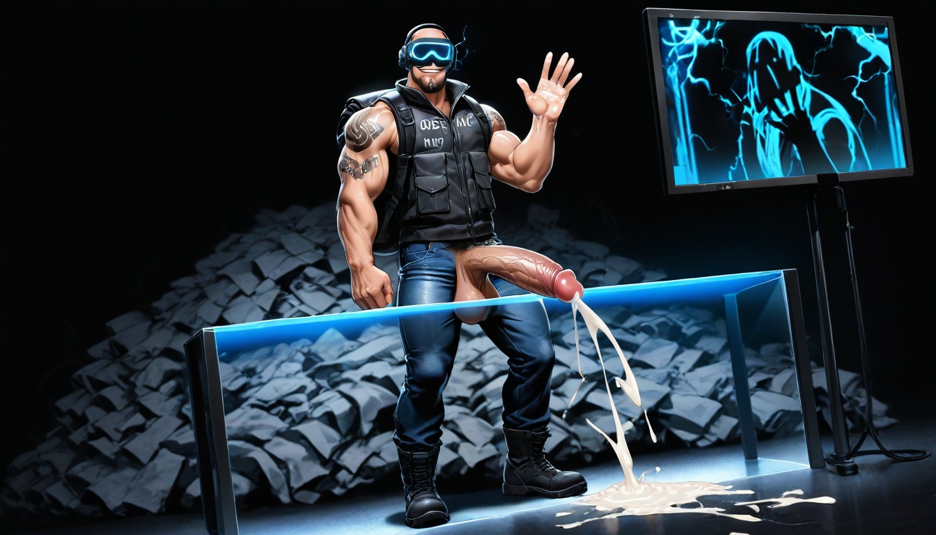 Hiking Boots, Vr Headset, Lines Of White Powder On Glass Table AI Gay Porn