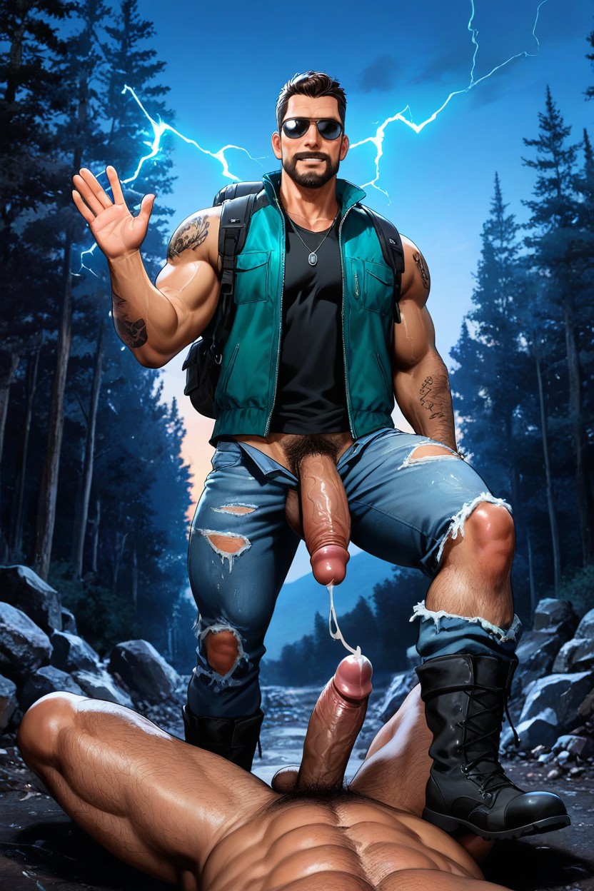 Lines Of White Powder, Dark Blue Sky, Time Dilation Powers AI Gay Porn