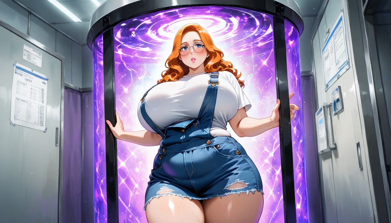 Soft Body, White Containment Chamber, Long Ginger Hair AI Gay Porn