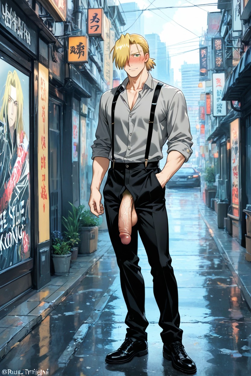 Green Eyes, Trimmed Pubes, Standing AI Gay Porn