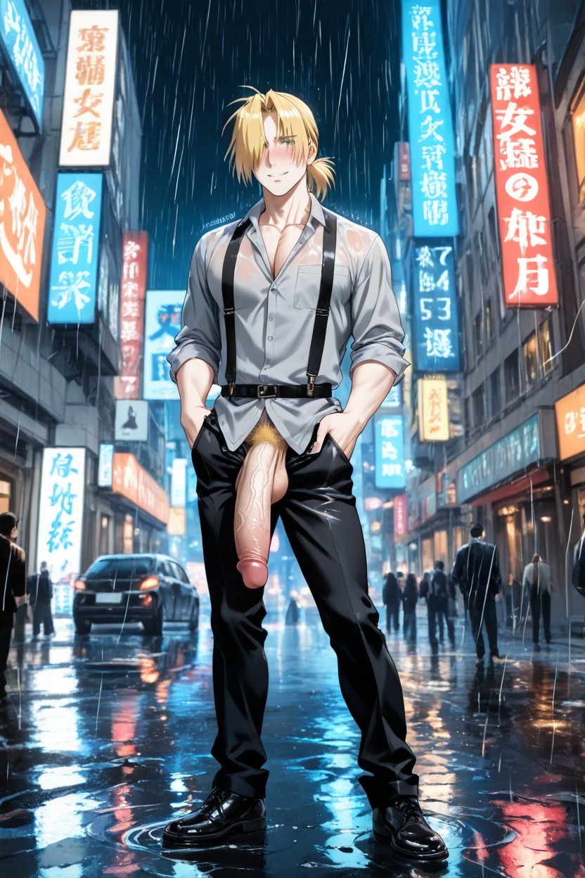 Black Suspenders, Standing, Highest Quality AI Gay Porn