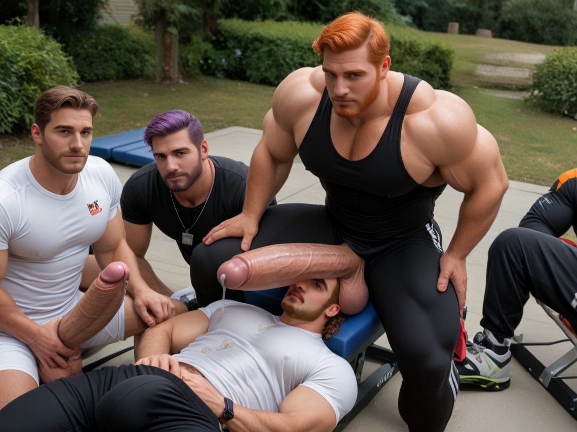 18+, Only Men, Large Erect Cock Bulge Clearly Visible Through Pants AI Gay Porn