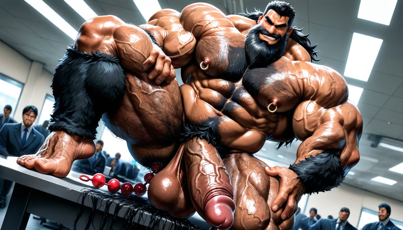 On A Table, Very Sweaty And Oiled, Hyper Muscles Porno gay IA