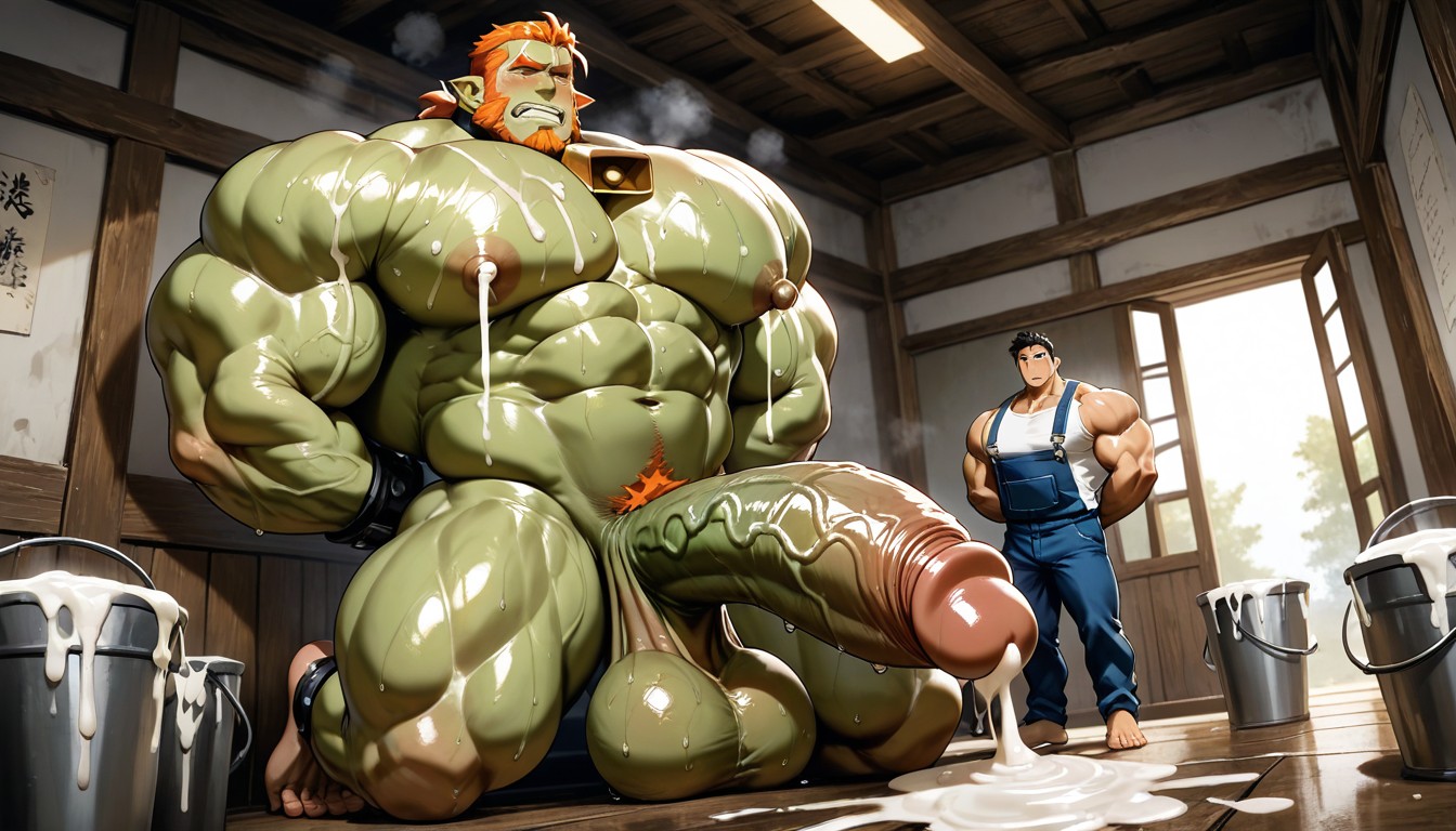 Muscle, Blushed, Oversized Hyper Gigantic Penis AI Gay Porn
