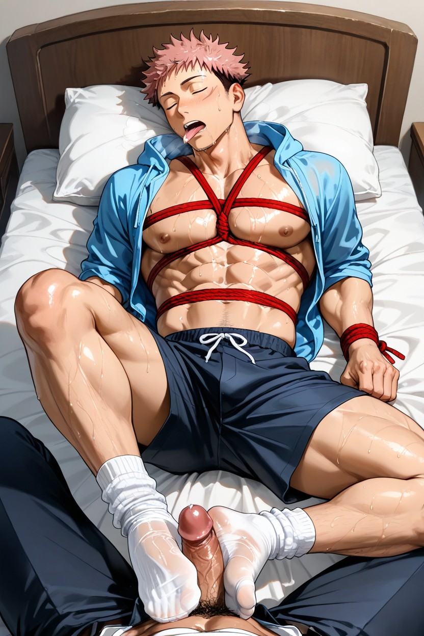 Wide Angle, Sweating, Male AI Gay Porn