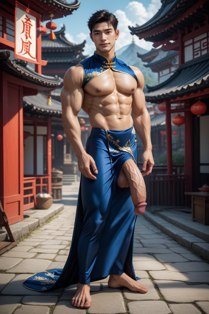 Thick Thighs, Big Testicles, Realistic Style AI Gay Porn