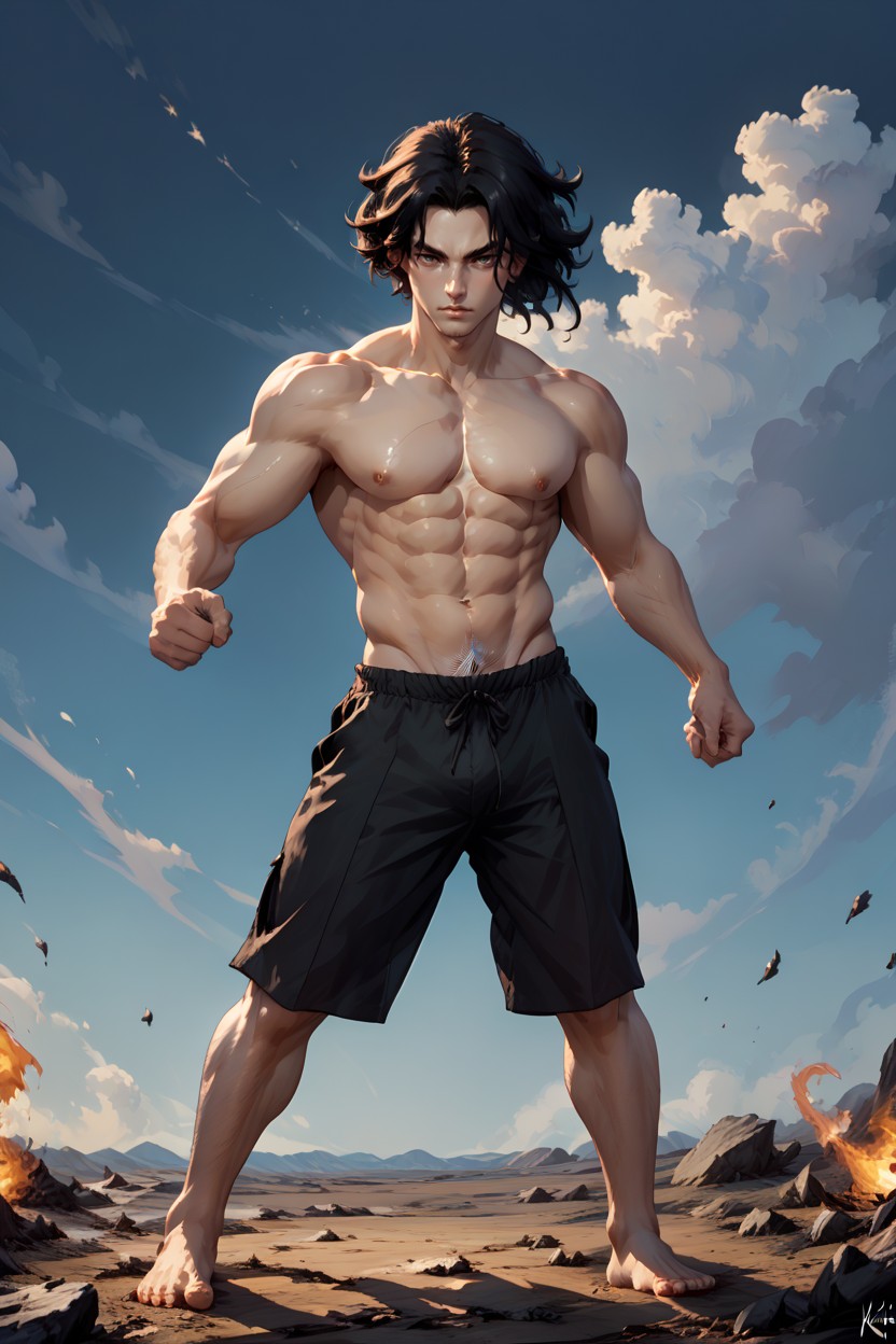 Masculine, White Long Hair, Very Pale Skin AI Gay Porn