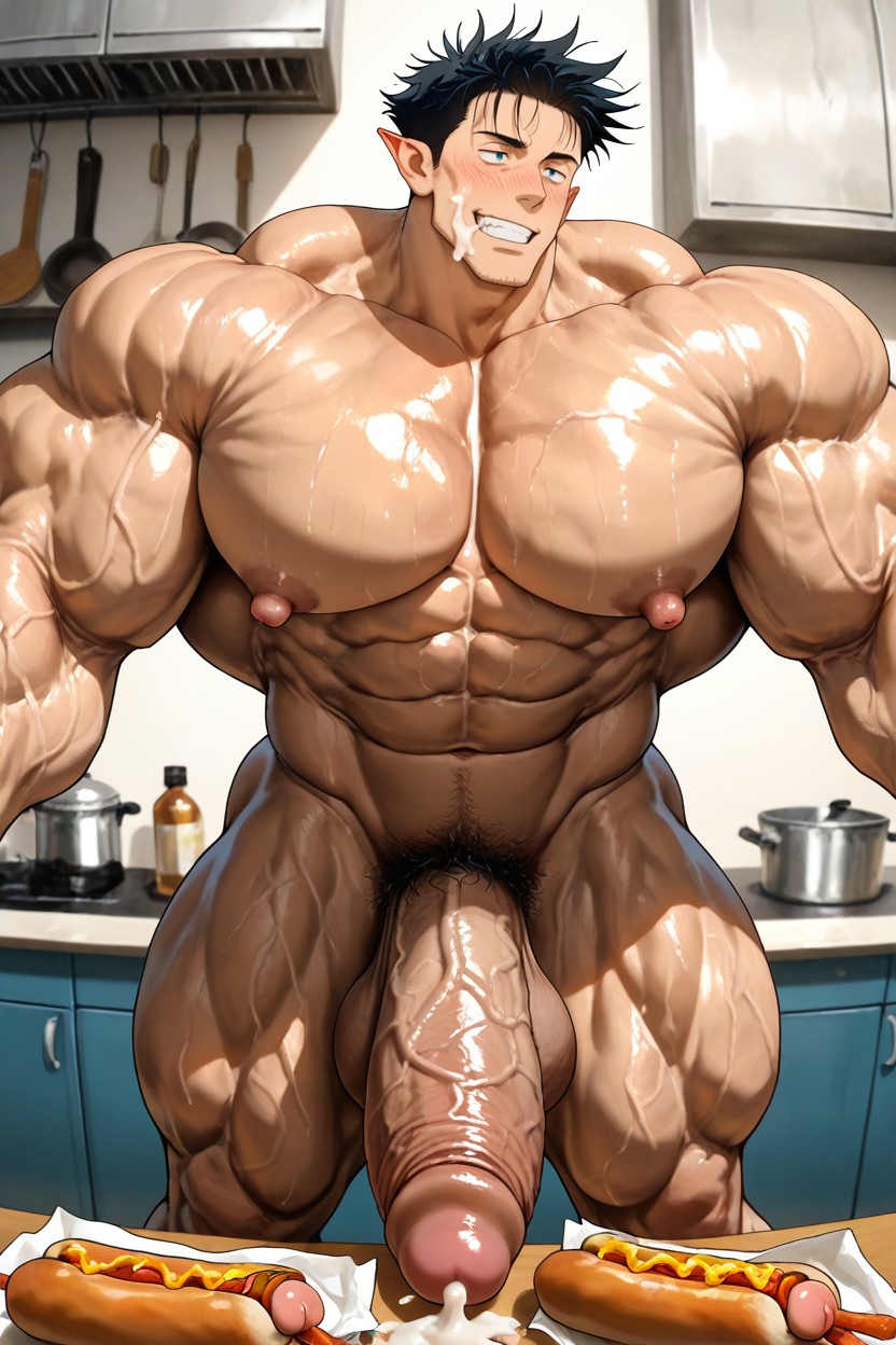 Tall Muscular Physique, Hyper Exaggerated Gigantic Muscle Physique, Sexy AI Gay Porn