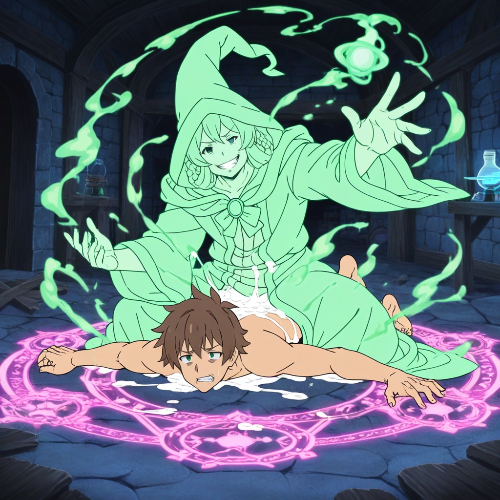 Satou Kazuma Half-lidded Empty Eyes, Humorous Anime Trope, Konosuba Art Style AI Gay Porn
