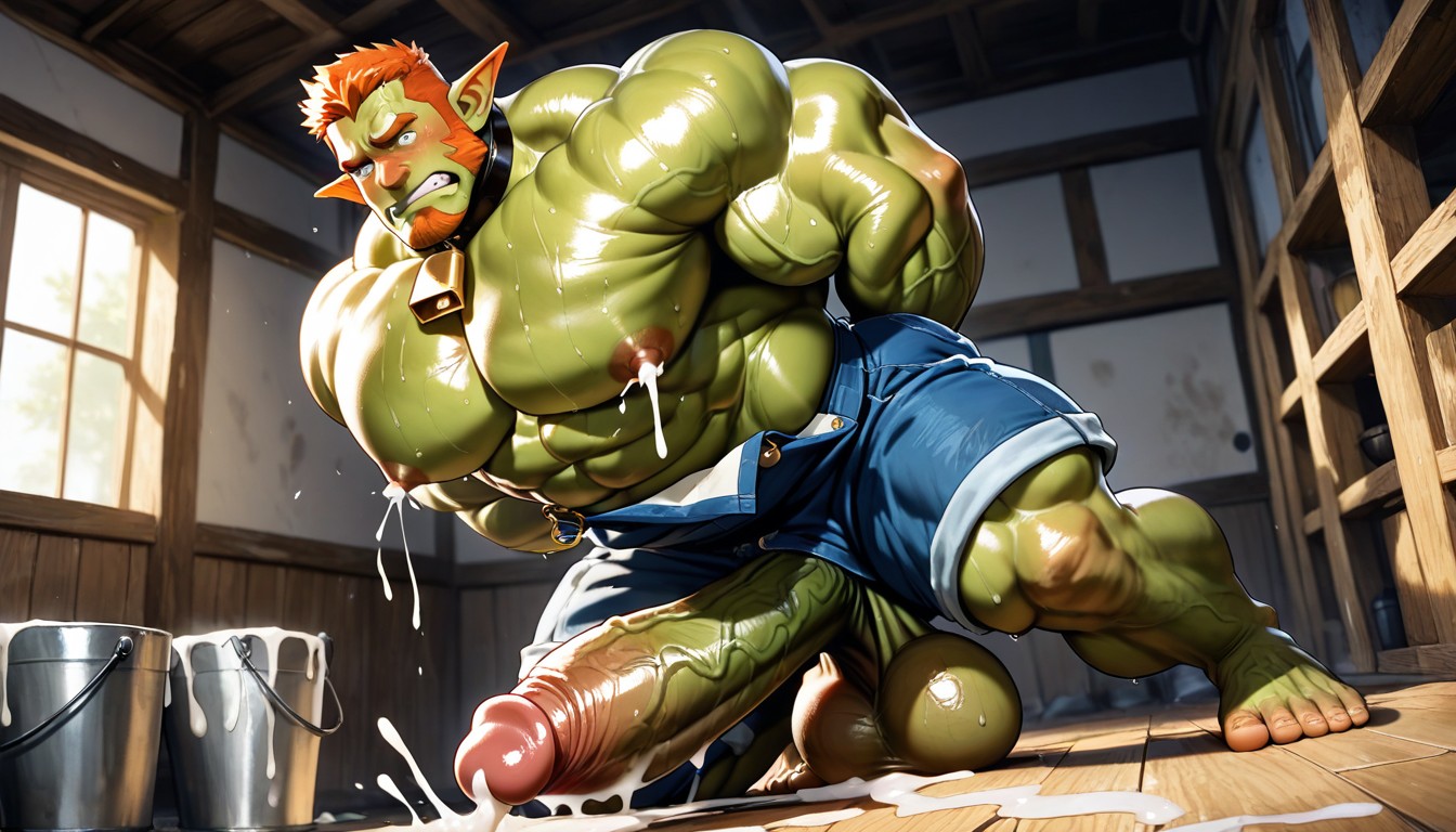 Oversized Hyper Gigantic Penis, Large Pecs, Milked AI Gay Porn