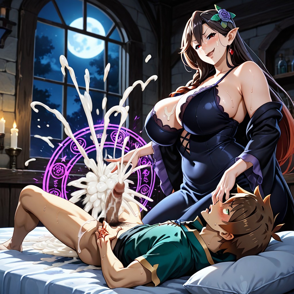 Excessive Femdom, Female Domination, Tavern-style Mint Green Fantasy Mage Robes AI Gay Porn