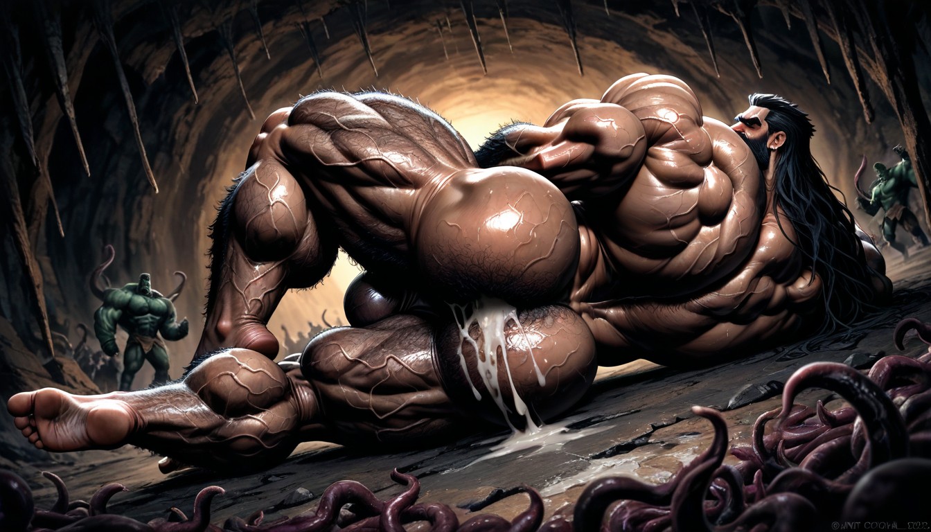 One Leg Bent, Manly, Detailed Image AI Gay Porn