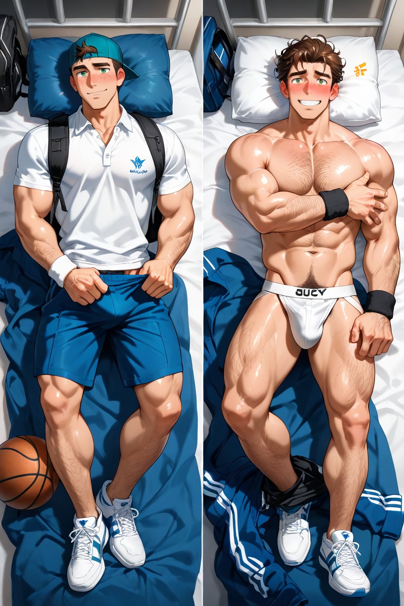 Blushing, Erection, Laying On Back AI Gay Porn