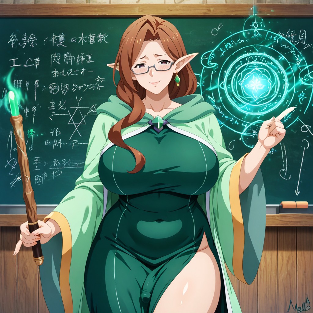 Mage Lab, Rounded Breasts, Standing At A Chalkboard AI Gay Porn