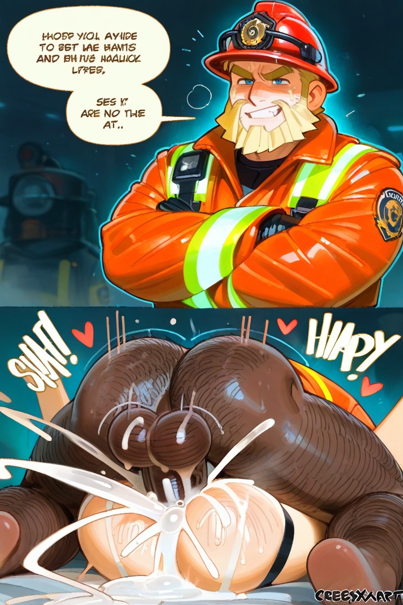 Mating Press, Firefighter, Hairy Ass AI Gay Porn