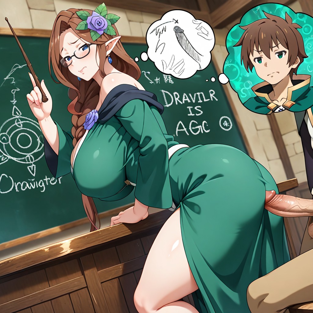 Konosuba Art Style, Professional Expression, Teacher Glasses AI Gay Porn