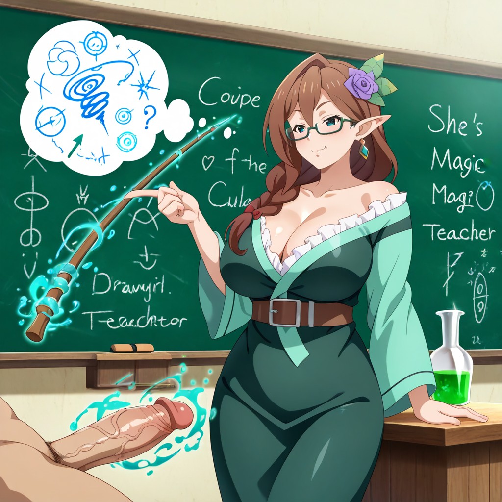 Beautiful Woman, Glowing Chalk Lines, Pseudo-scientific Annotation AI Gay Porn