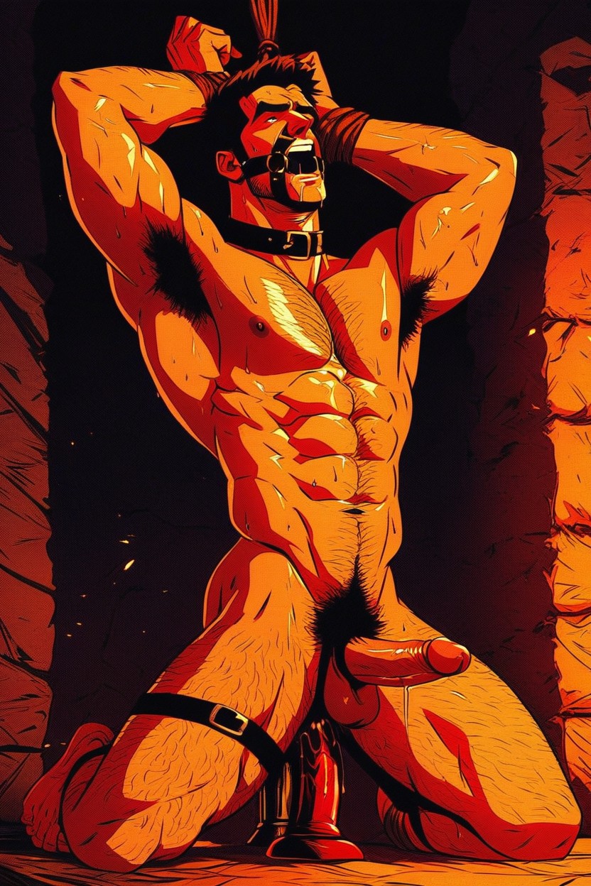Arms Tied Above Head, Medieval, People Around AI Gay Porn