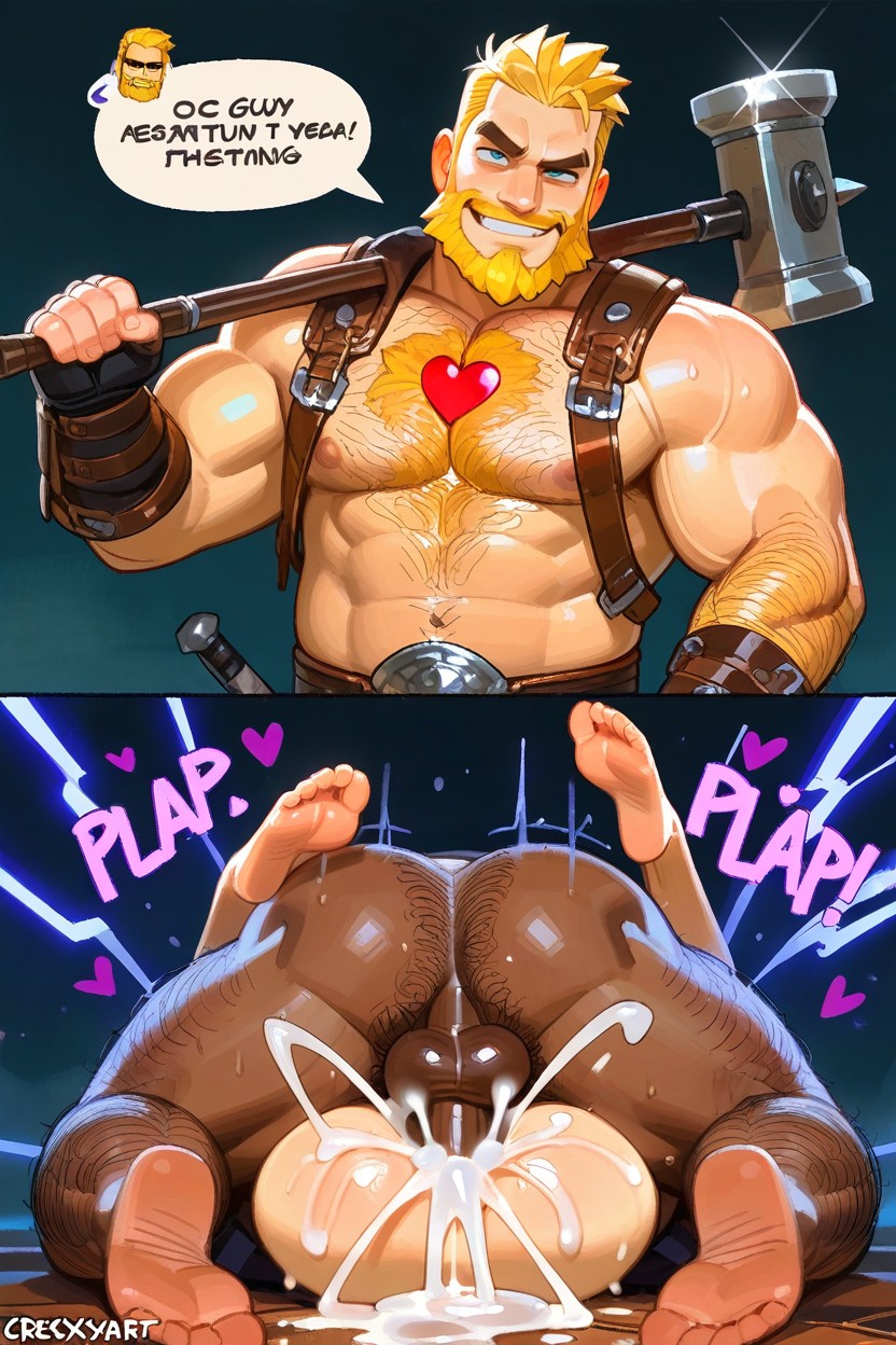 Hyper Cum In Ass, Beard, Hearts AI Gay Porn