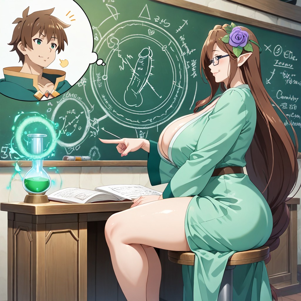 Professional Expression, In The Center Of Chalkboard Is A Drawing Of Ejaculating Penis With Magic Circles Around Penis, 25+ AI Gay Porn