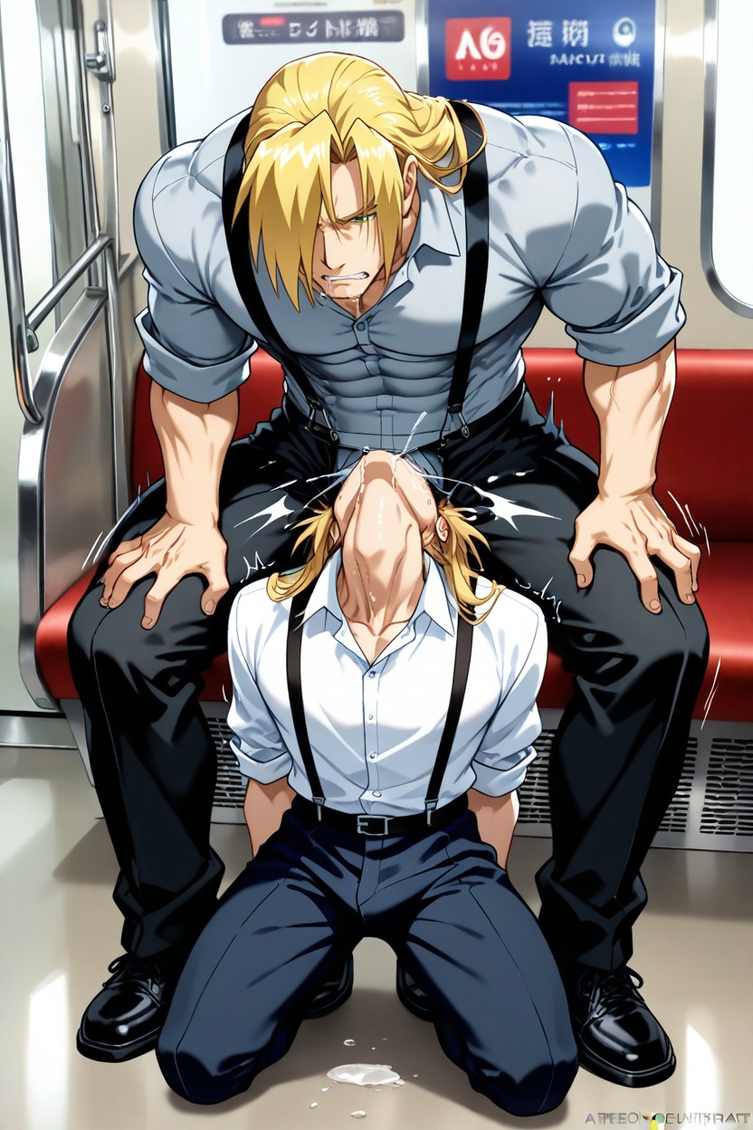 Light Grey Shirt, Black Pants Down, Deep Throat AI Gay Porn