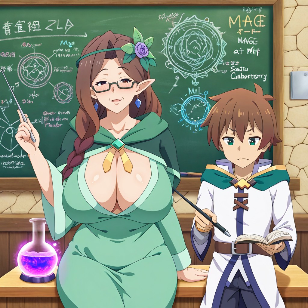 Tavern-style Fantasy Mint Green Mage Robes, Arrows Indicating “process Stages", Duo Porno gay IA