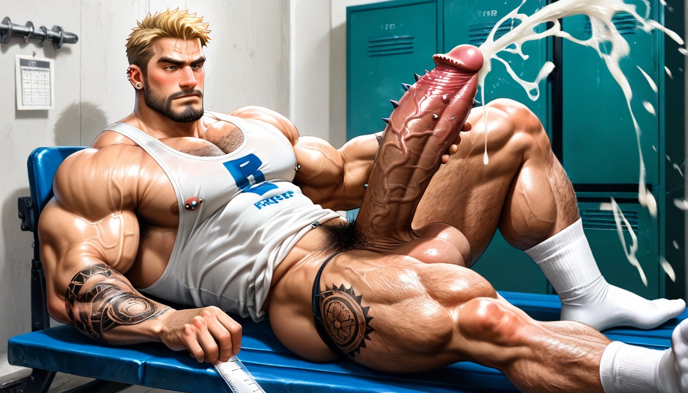 Naked, Blonde Hair, Muscle Jock AI Gay Porn