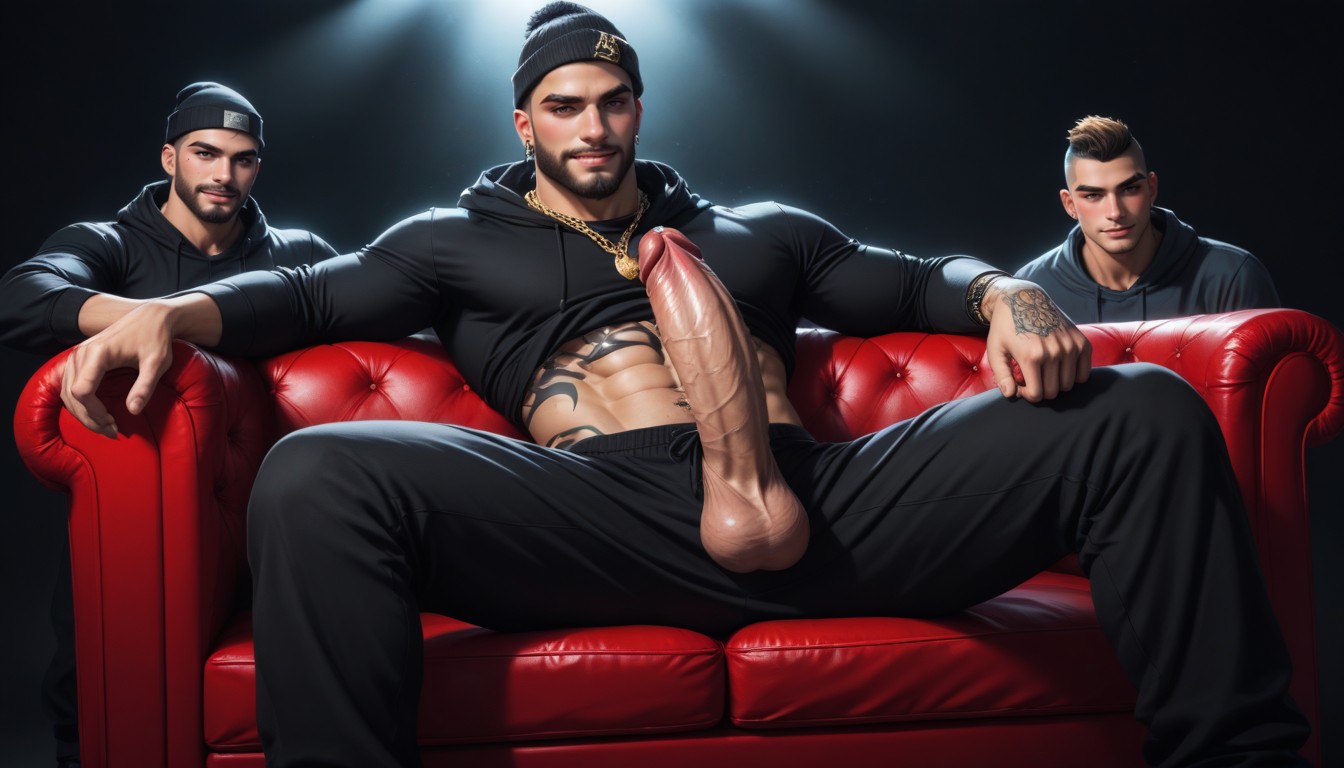 Cinematic, Pile Of White Powder On Tip Of Cock, Abs Visible AI Gay Porn
