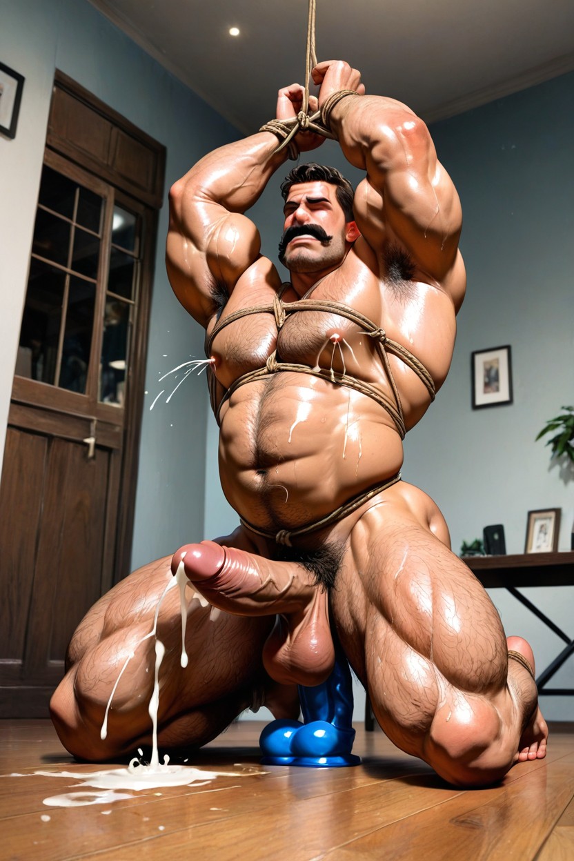 Thick Body, Hairy Armpits, Solo AI Gay Porn