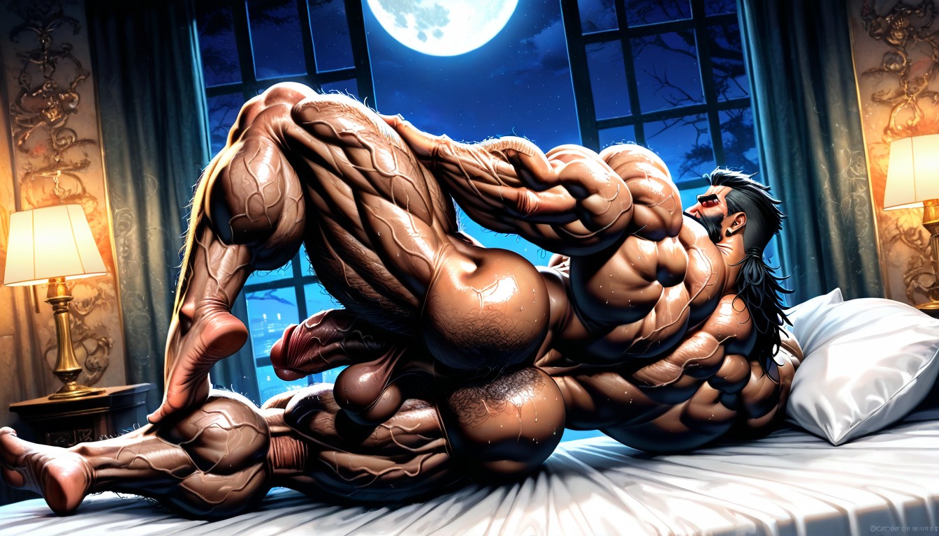 Handsome Huge Mighty Daddy, Excessive Hyper Hairy, Realistic Face AI Gay Porn