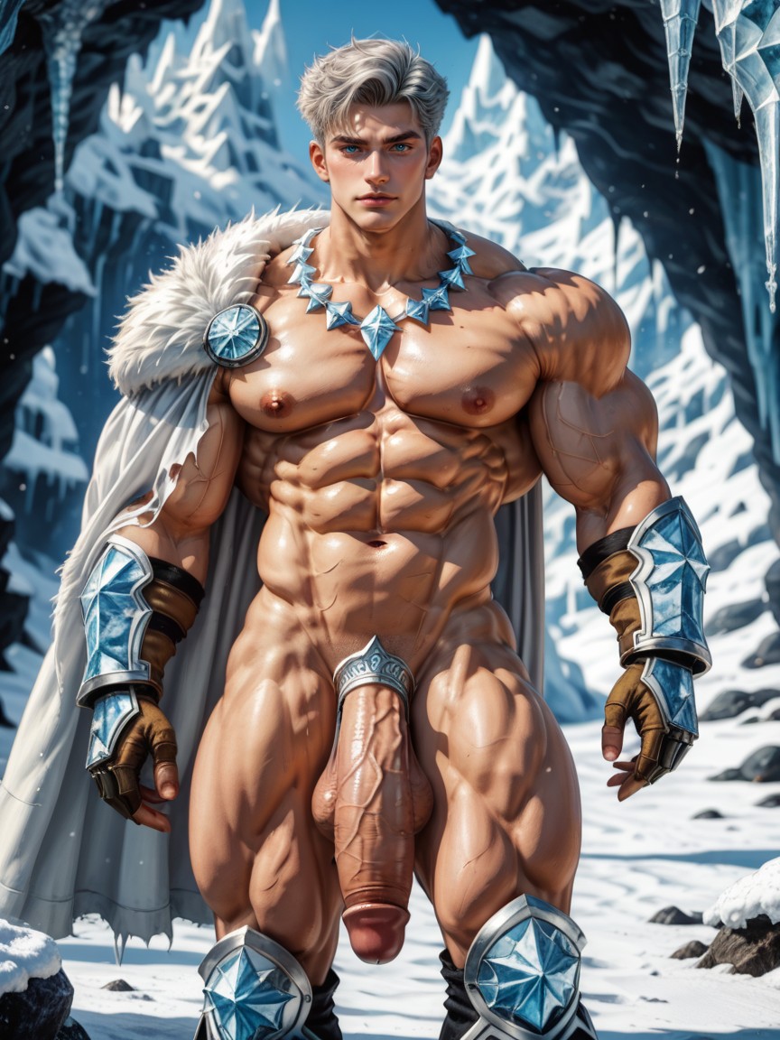 Hyper Muscular Tall Legs, Hunky, Standing AI Gay Porn