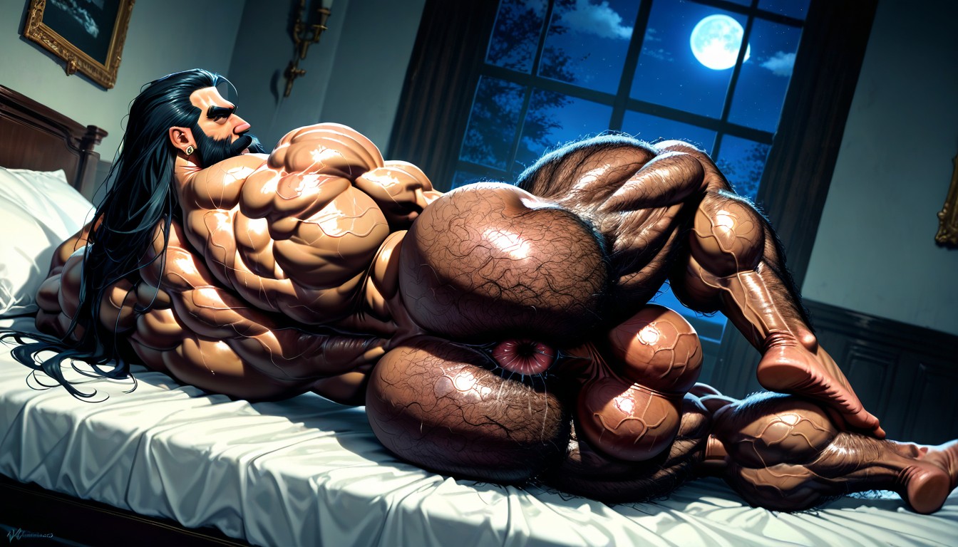 Lying On Side, Realistic Face, Sweaty AI Gay Porn