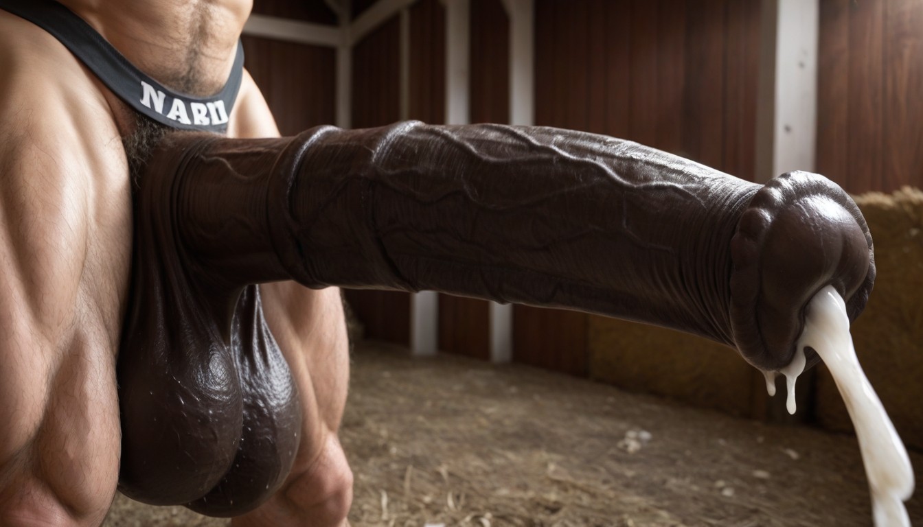 Cock Close-up, Flared Horsecock, Sweaty AI Gay Porn