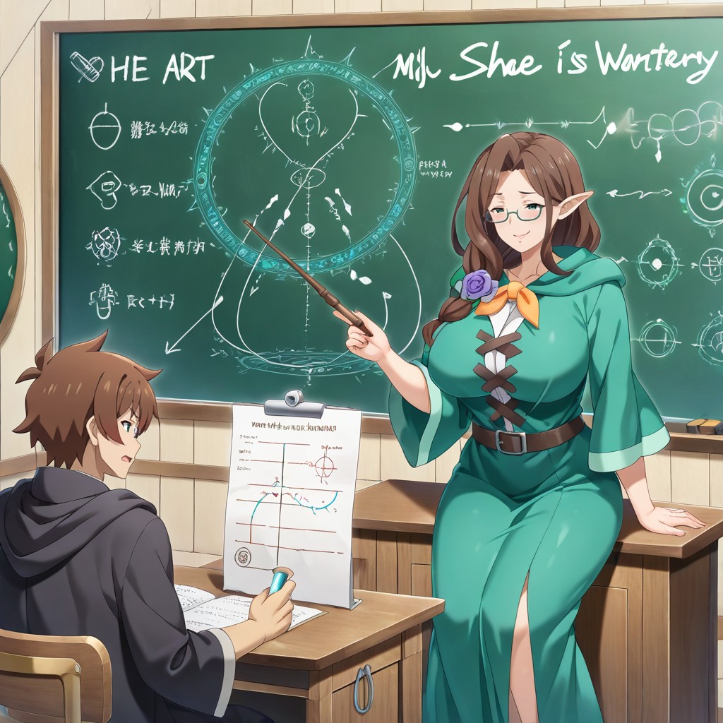 Medieval Magic Laboratory, Professional Expression, Penis Diagram In The Center Of Chalkboard Inside Mage Laboratory AI Gay Porn