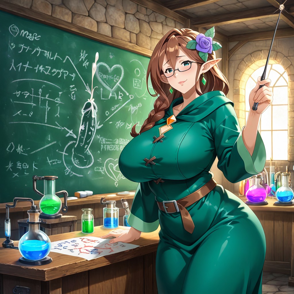 Lab, Rounded Breasts, Satou Kazuma From Konobuba Sitting At A Desk And Taking Notes AI Gay Porn