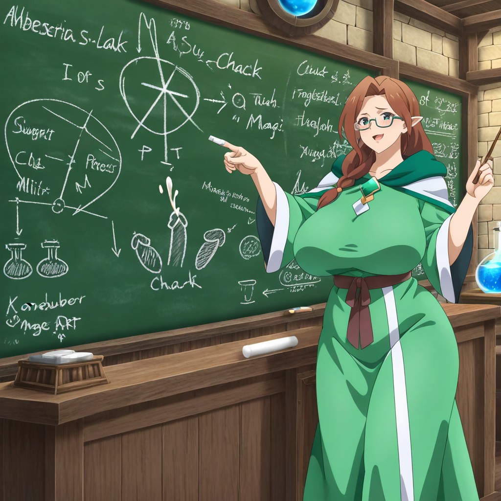 Medieval Laboratory Interior, Duo, Pointing At Chalkboard With A Wooden Pointer Porno gay IA