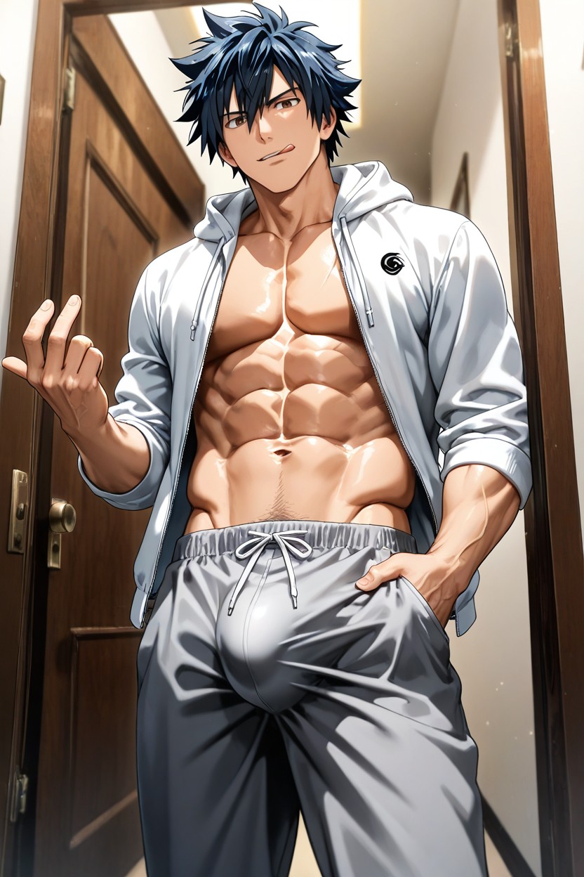 Fit Body, Standing, Subtle Rim Light Along Torso And Hips AI Gay Porn