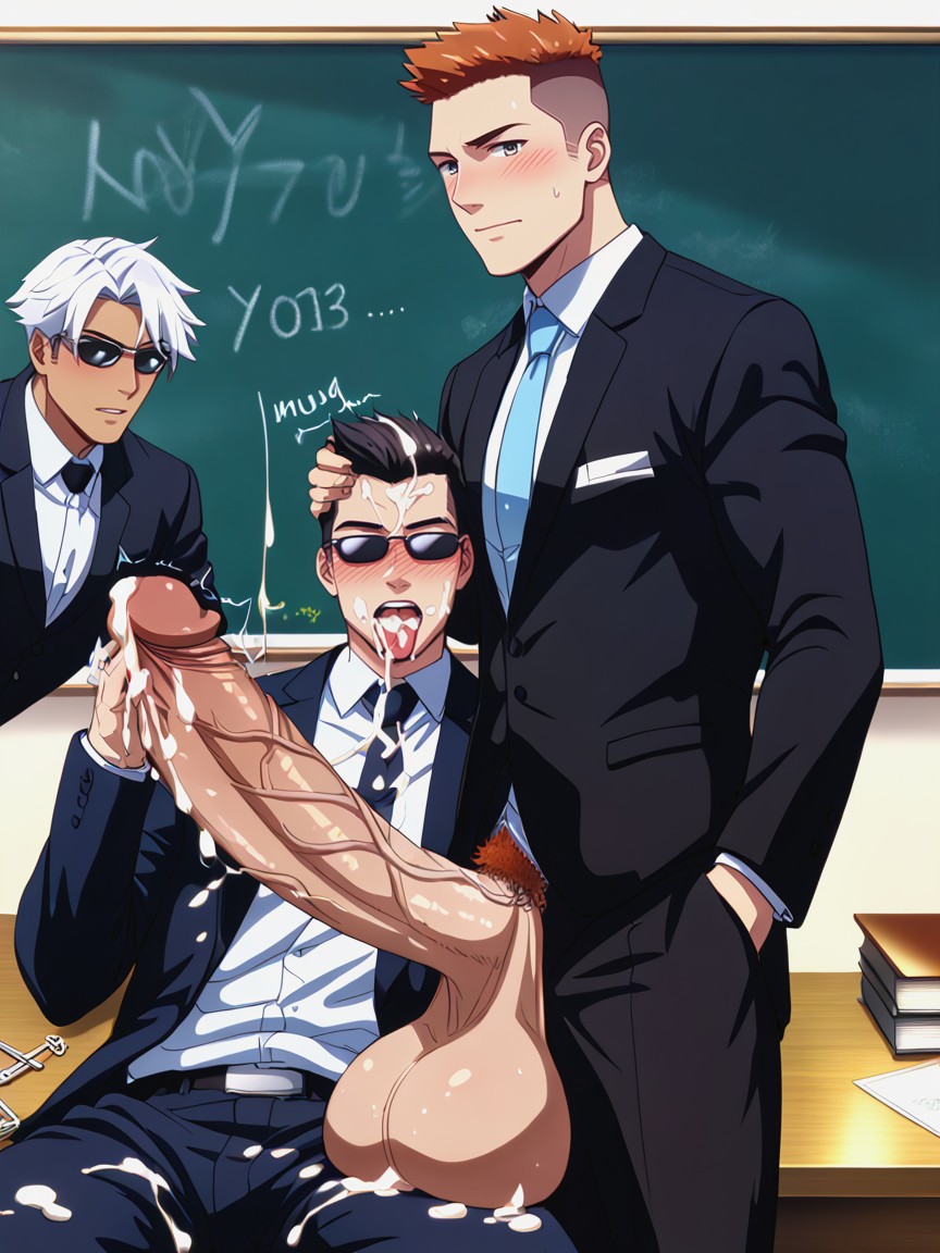 Sunglasses, Embarassed, Erection AI Gay Porn