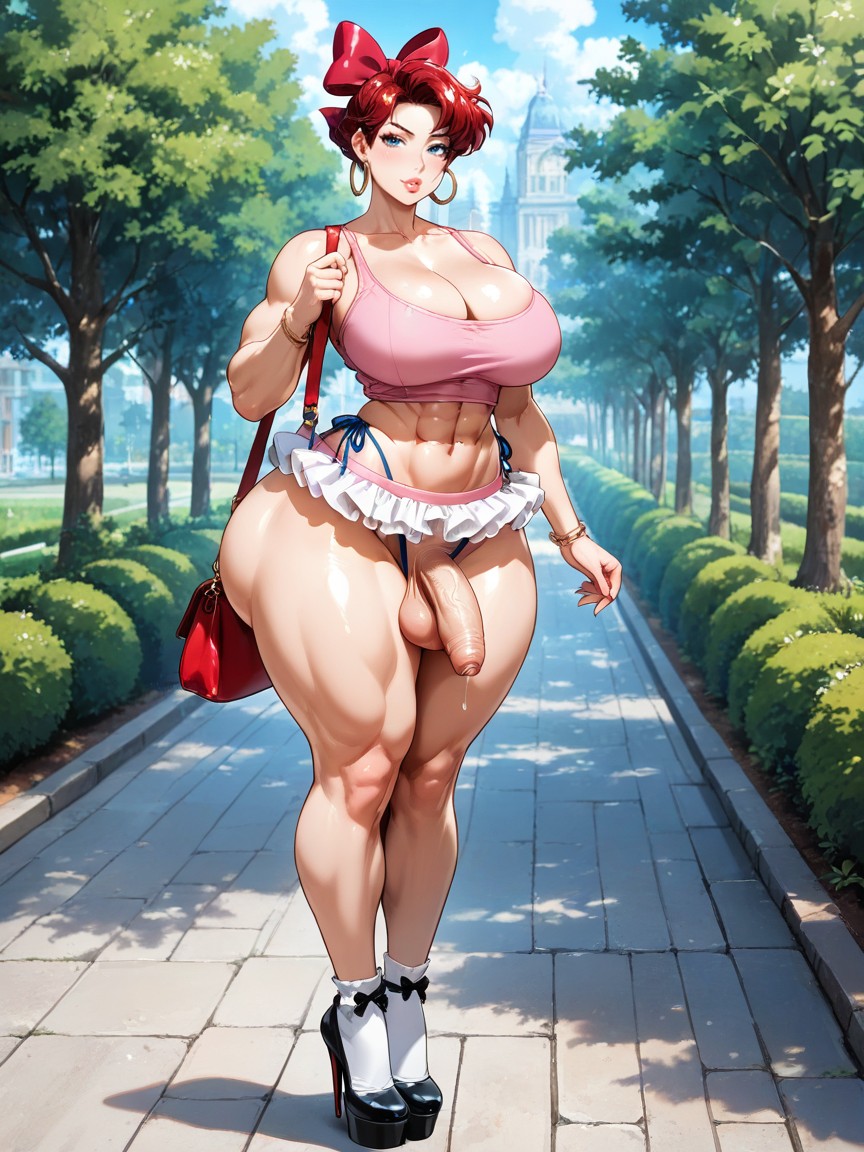 Public Hair, Solo, Highleg G-string AI Gay Porn