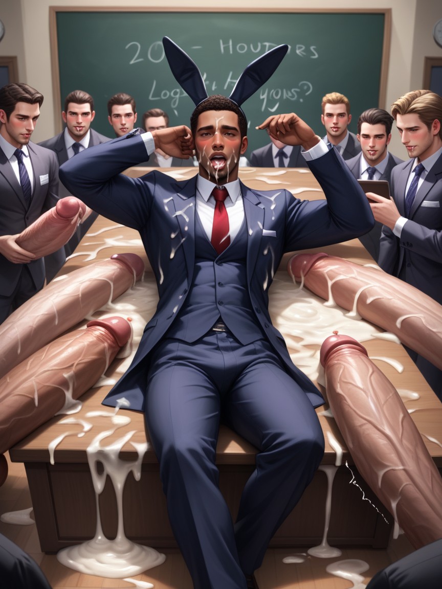 His Dick Reaches All The Way Up To His Chin, Dick Pressed Against Chest, Teacher AI Gay Porn