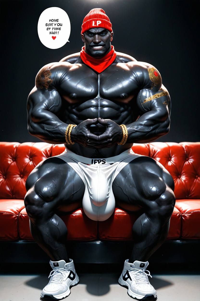 Big Juicy Muscles, Big Bulge, Big Sexy Buff Black Man AI Gay Porn