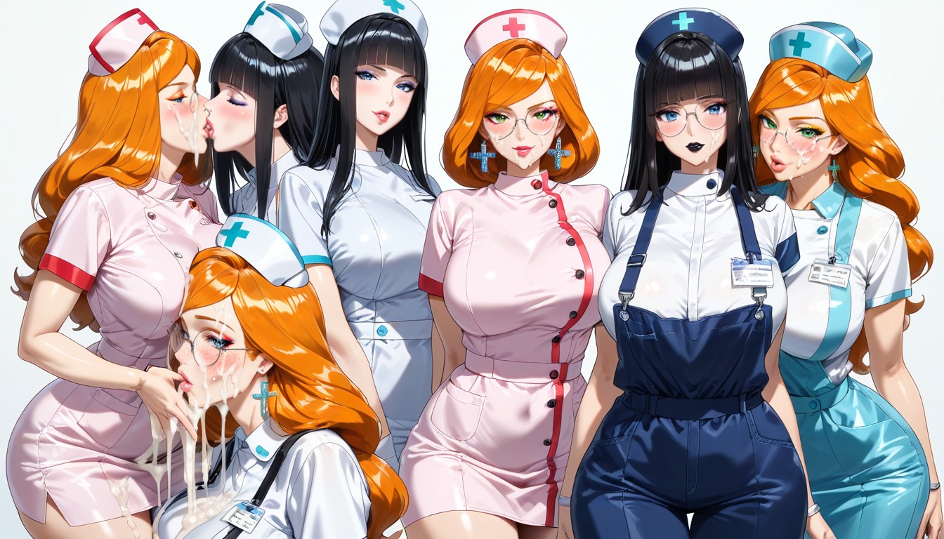 Long Hair, Blushing Cheeks, Nurse Woman Has Black Hair ゲイAIポルノ