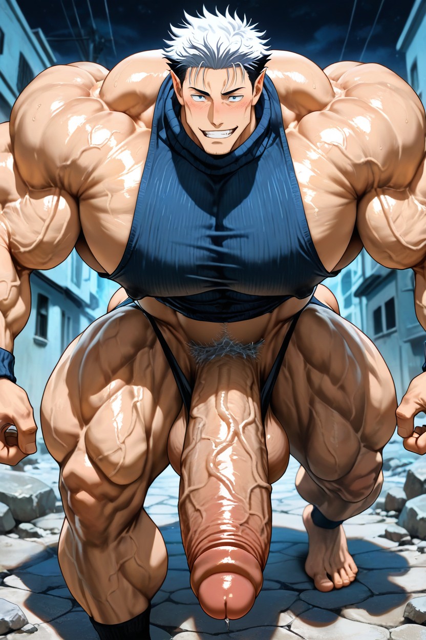 Hairy, Powerful Thick Thighs, Body Bent Forward ゲイAIポルノ