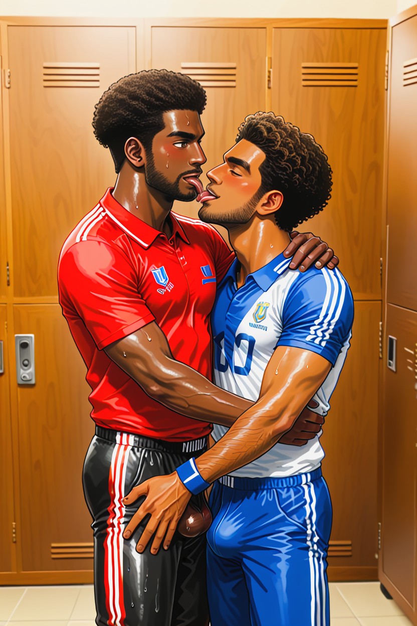 African With An Indian Tamil, Ectomorph Bodies, 2 People AI Gay Porn