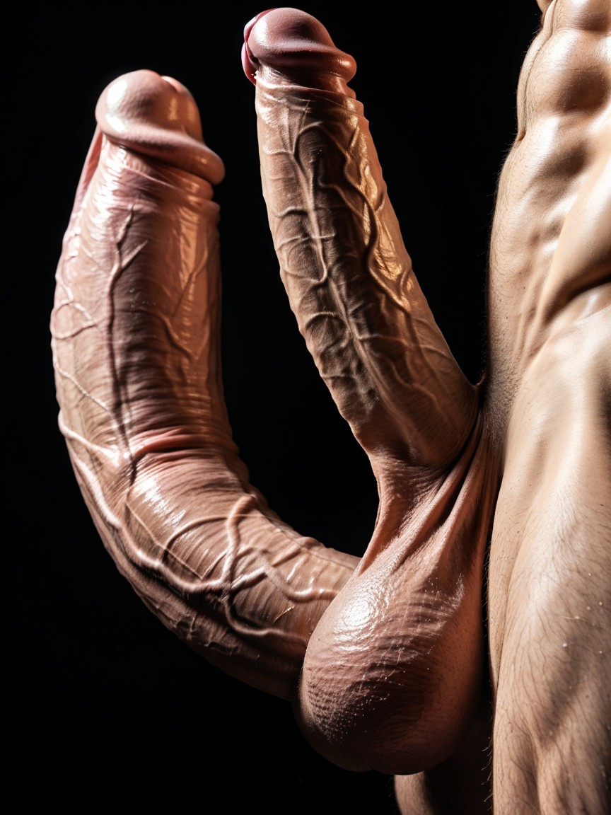 Gigantic Dick, Arms Behind Back, Shaved Cock ゲイAIポルノ