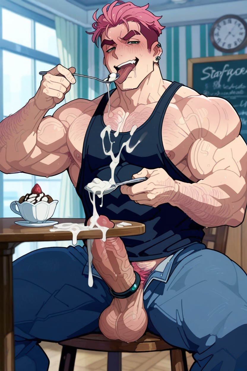 Erect Nipples, Hyper Cum, Wearing Tank Top AI Gay Porn
