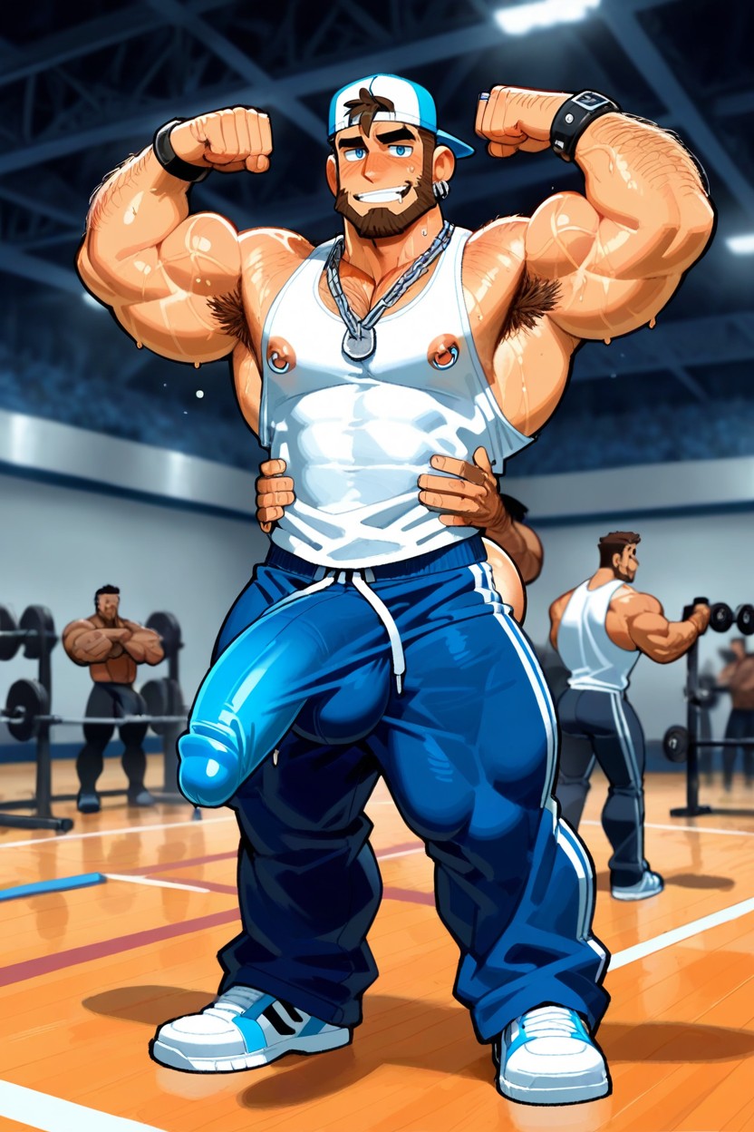 Exposed Nipples, Big Blue Eyes, Only Gay Menhyper Handsome ゲイAIポルノ